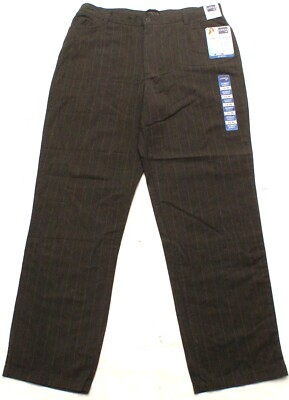 Women's Lee Riders Gray Pinstripe Pants Eased Stretch Straight Leg, Size 16 M