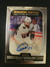 21-22 OPC Platinum Egor Sokolov Autographed Marquee Rookie 🚨🚨 Ottawa Senators 
