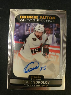 21-22 OPC Platinum Egor Sokolov Autographed Marquee Rookie    Ottawa Senators 