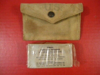 WWII US Army M1942 First Aid Kit Canvas Pouch w/Bandage British