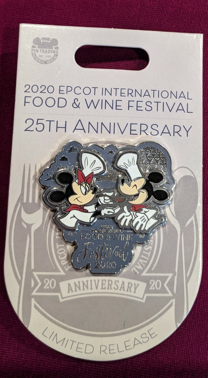 NEW Disney Parks 2020 Epcot Food & Wine 25th Anniversary Chef Mickey Minnie Pin 