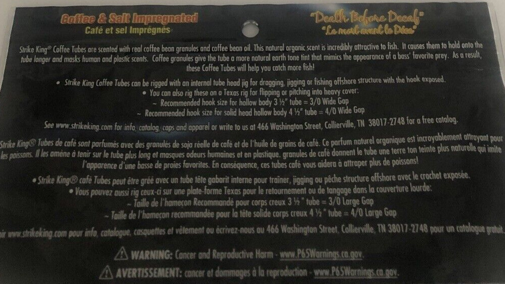 Strike King CT2.75-278 Soft Plastic 2.75 Inch FAT Coffee TUBE-1ea 9pk-NEW-SHIP24 - Image 5