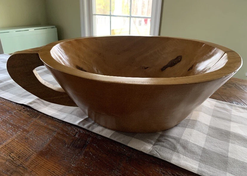 Pottery Barn Large Mango Wood Bowl With Handle