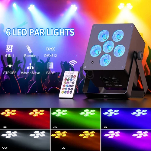 90W Chargeable LED Par Light 6in1 RGBWA+UV DMX Stage Lighting For DJ Disco Party