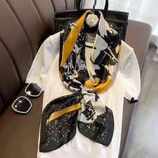 Satin Hair Scarf. Horse stars Print Head Scarf. Silk Feel Hair Wrap 35"x35"