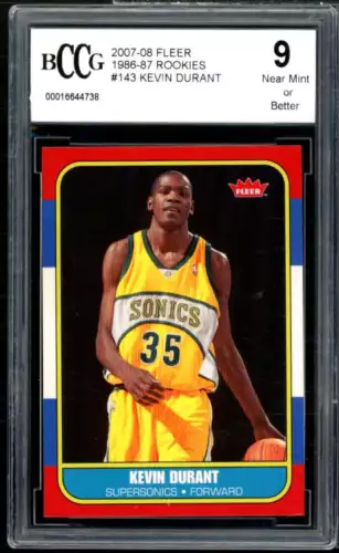 2007-08 Fleer 1986-87 Rookies #143 Kevin Durant Rookie BGS BCCG 9 Near Mint+