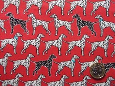 KOKKA 100% Cotton Fabric - DALMATIAN - red background - remnant - 82 x 27 cm