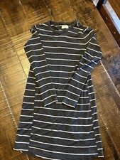 Lou & Grey, Grey & White Striped Sweatshirt Dress, Small