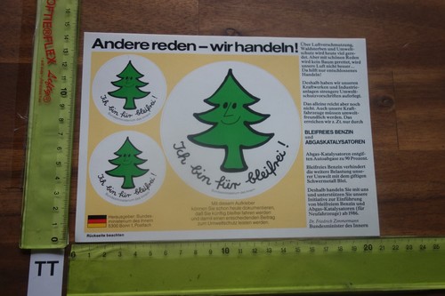 Alter Aufkleber Naturschutz Umweltschutz Katalysator bleifreies Benzin ADAC (TTA