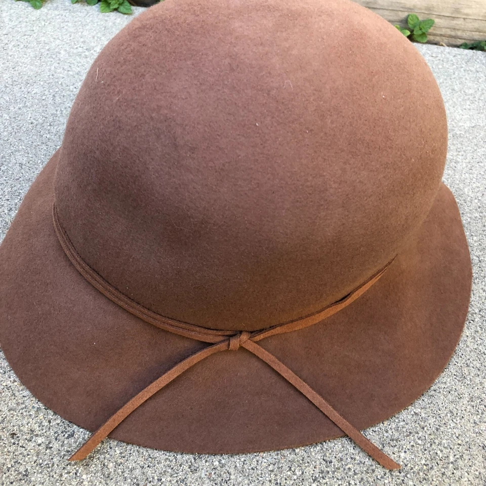 Sombrero para mujer APT 9 Bucket Cloche 100 % lana talla única marrón gorra fieltro Foto 2 de 4