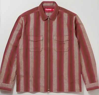 SUPREME STRIPE FLANNEL ZIP UP SHIRT BROWN (FW23 BRAND NEW SIZE 