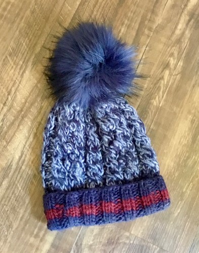 Beanie Hat Happy Trails Stripe Pom Pom 