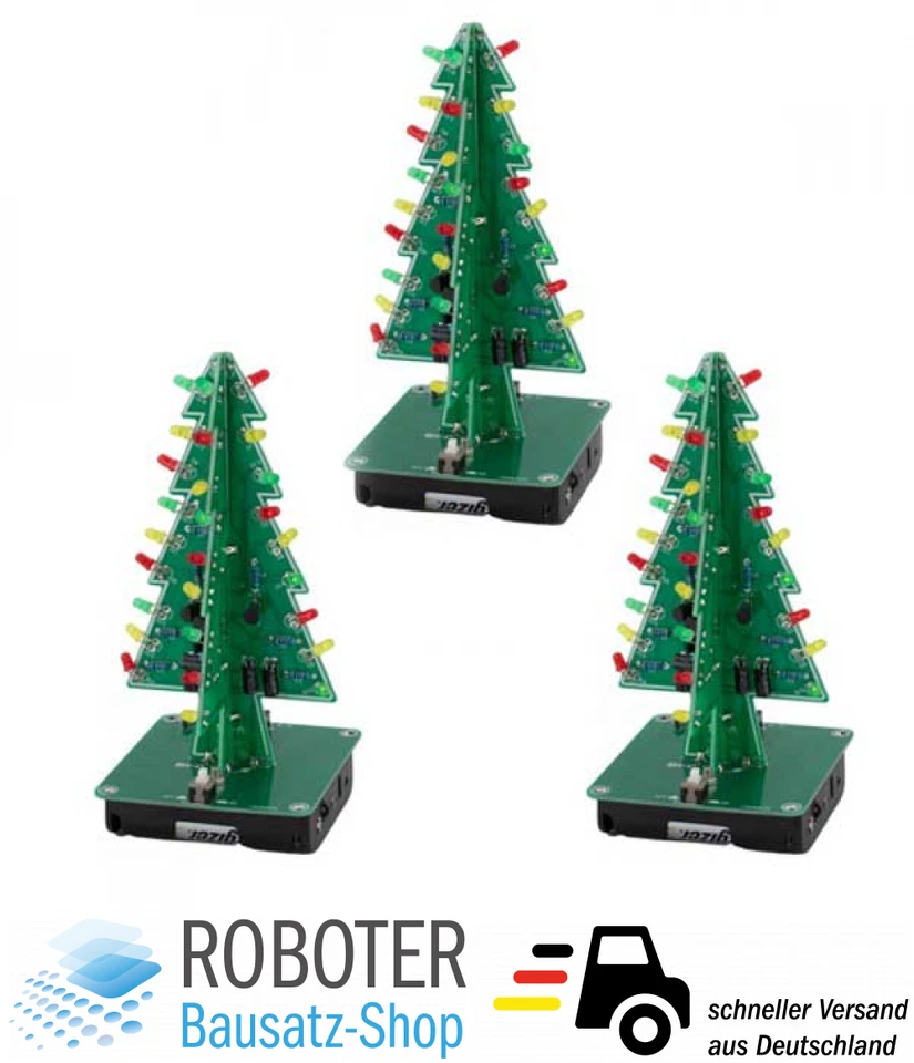 3x Bausatz LED-Weihnachtsbaum zum Löten Geschenk inkl. Anleitung