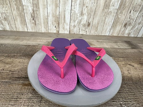 Havaianas Brazilian Rubber Flip Flops Pink Purple Size 7/8 W - Picture 4 of 10