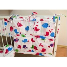 Baby Cot Tidy Hanging Organiser Love Birds 60x60cm 5 Pockets