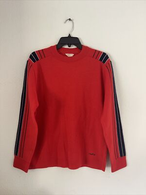Pull col rond vintage en laine rouge Steffner made in austria L