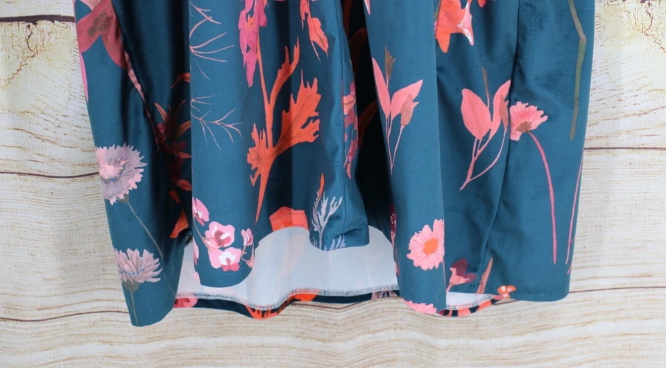 Bata de terciopelo floral vintage para mujer talla L/XL media cremallera azul rosa Foto 4 de 4