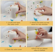 Baby Inflatable Seat for Babies 3-36 Months, Built in Air Pump, cat