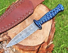 CUSTOM HANDMADE DAMASCUS HUNTING BOOT KNIFE FORGED DAMASCUS STEEL BLADE 2852