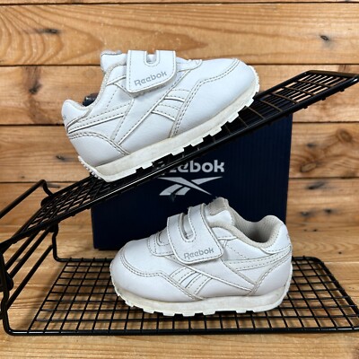 Reebok Turnschuhe Baby Größe UK 4 royal weiß Leder Running Rewind Schuhe Kleinkind