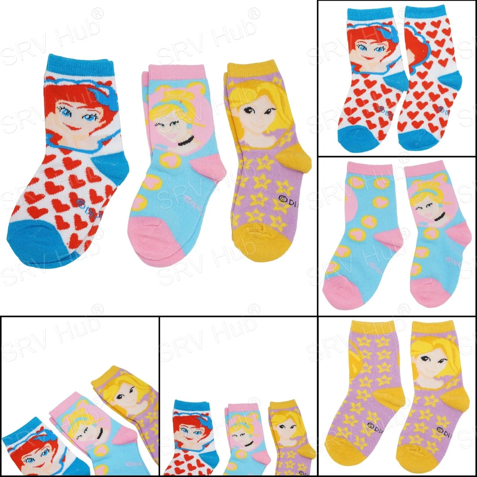 KIDS LICENSING 3x Pairs Cotton Disney Princess kids Girls Socks Normal Casual Sports Socks