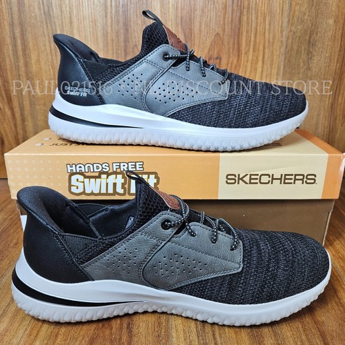 Zapatillas Tenis SKECHERS Para Hombre Delson Manos Libres Ajuste Rápido Zapatos ~ Negras - Imagen 2 de 5