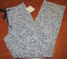 NEW LIZ CLAIBORNE WOMENS PEBBLES PLACIS BLUE DRAWCORD PANTS SZ S