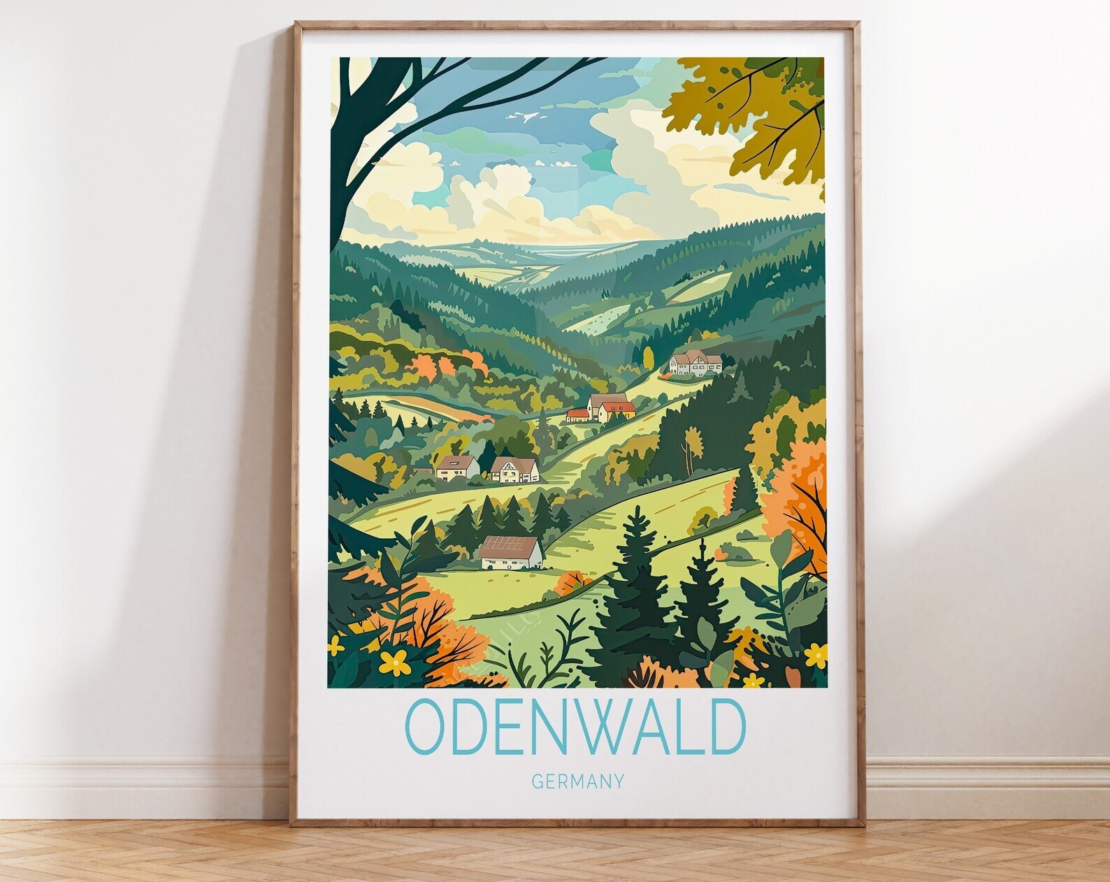Odenwald Travel Poster Germany Odenwald Wall Art Odenwald Forest Poster