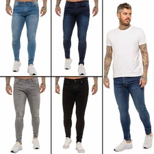 Kruze Mens Jeans Skinny Leg Slim Fit Super Stretch Denim Pants All Waist Sizes