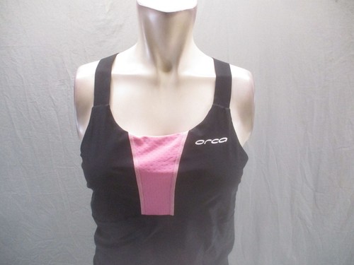 ORCA Size L Womens Black Square Neck Athletic Racer Back Fitness Tank Top 984 - Picture 2 of 8