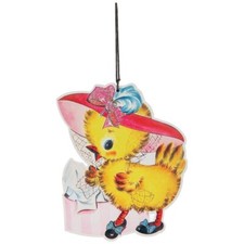 Vintage Easter Chick Wood Ornament 5"