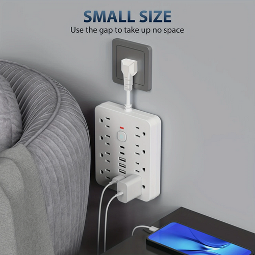 14-in-1 Power Strip – 4 AC Outlets, 6 USB (2 Type-C), Surge Protection - Picture 4 of 8