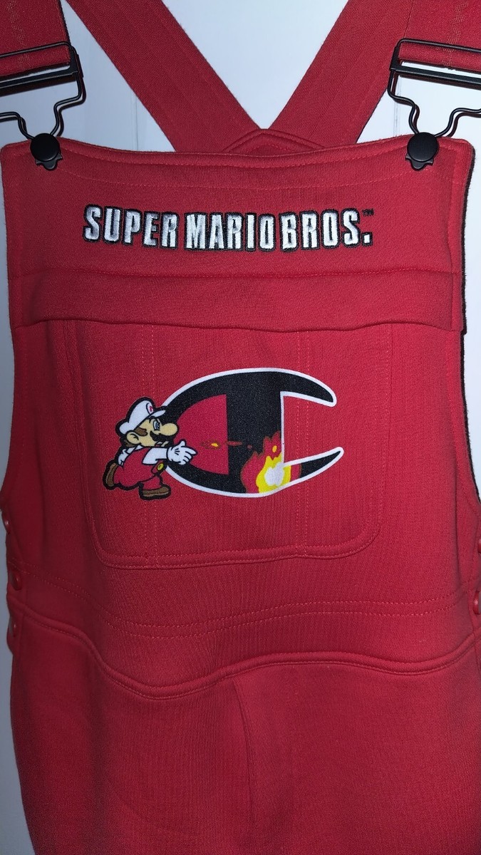 Men Sz S Champion x Super Mario Fleece Overalls Red 🔥 Limited  Edition