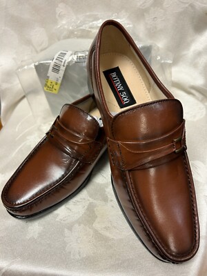 NEW-Botany 500 Mens Brown Leather-84890- Slip On Dress Shoes  display picture 3