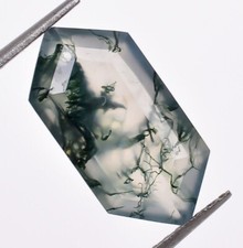 Natural Moss Agate Elongated Hexagon Shape 12X6mm Wholesale Gemstone 2.10 Ct.