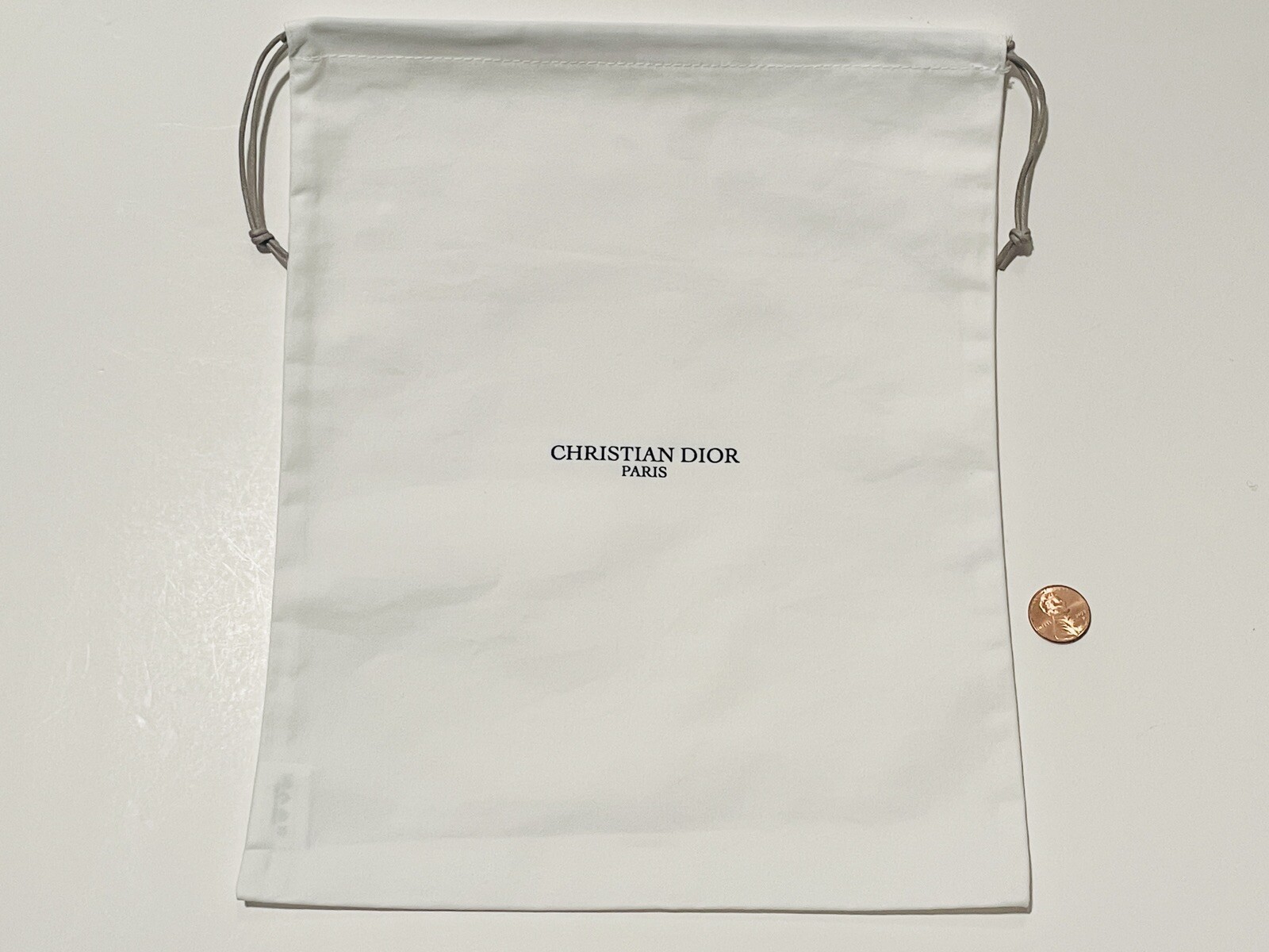 CHRISTIAN DIOR White Drawstring Pouch Bag 9x11 Inches