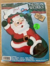 Winking Santa CHRISTMAS 16" stocking craft kit Design Works 5079 felt sequin NOS