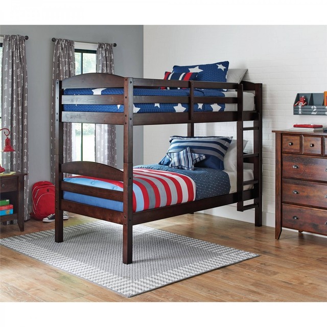 Black Twin Bunk Bed Converts To 2 Beds Wood Kids Bedroom Twin Bunk Bed Converts To 2 Beds