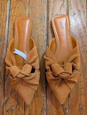 Mango Burnt Orange Knotted Mules EU 37 US 6.5
