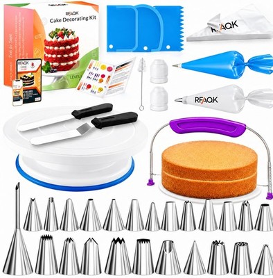 RFAQK 90PCs Cake Decorating Kit for Beginners, Baking Supplies 90 Pcs, Blue