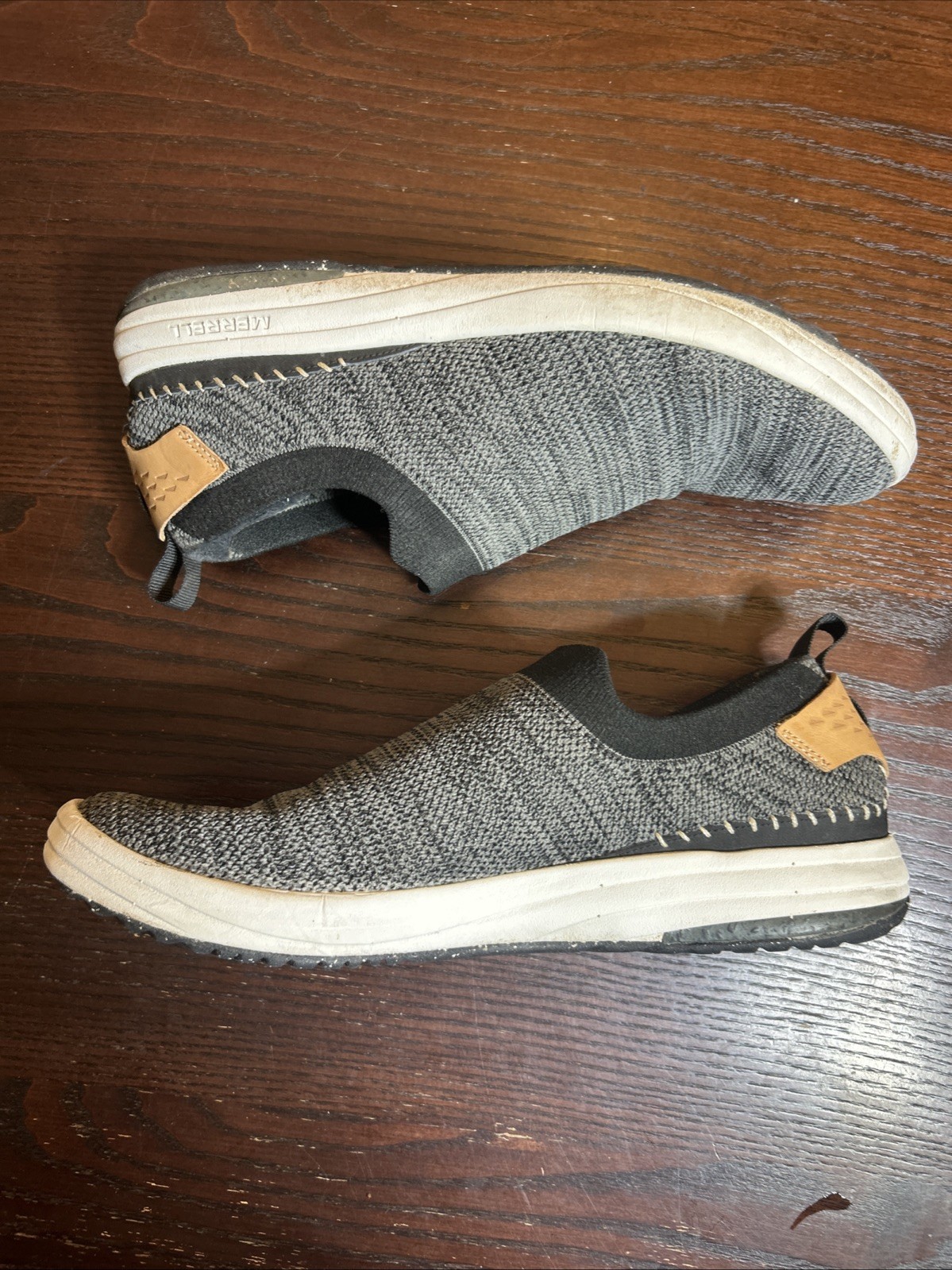 Merrell Scarpe Donna 11 Gridway Moc Slip On Comfort J97544 Grigio Tessuto Maglia