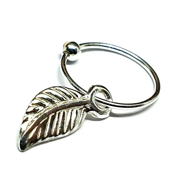 Feder Nasenring Ohrring Creolen Tragus Helix Ethno 925 Sterling Silber Schmuck-image