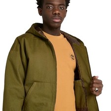 DARK OLIVE - TIMBERLAND WASHED DUCK CANVAS HOODED BOMBER