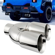 Chrome 17.5 Long 5 Inlet 6 Outlet Dual Exhaust Muffler Pipe Stainless Steel Chrome 17.5 Long 5 Inlet 6 Outlet Dual Exhaust Muffler Pipe Stainless Steel