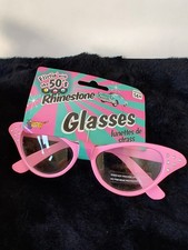 50's Style Rhinestone Clear Costume Glasses NEW