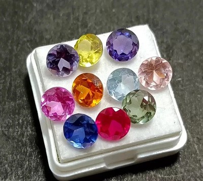 Natural CEYLON Mix Color Sapphire 6 mm Round Certified LG Gemstone Lot (10 Pcs)