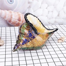 Glass Conch Hand Blown Seashell Art Glass Figurine Home Decor Paperweight Brown