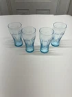 Vintage Blue 6” Coca Cola Drinking Glasses Lot Of 4 Preowned
