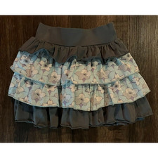 Matilda Jane Character Counts Girls Gray Floral Ruffle Skirt Size 2