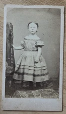 Haverhill, NH CDV ID girl w off-shoulder dress; standing frame visible, Herbert